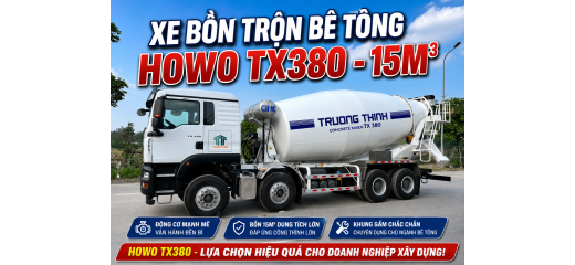 XE BỒN TRỘN BÊ TÔNG 14 KHỐI HOWO TX380