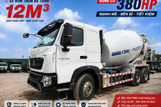XE TRỘN BÊ TÔNG HOWO T7H 380HP 12M3