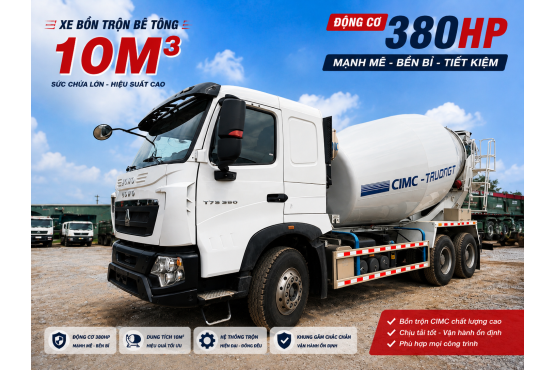 XE TRỘN BÊ TÔNG HOWO T7H 380HP 10M3