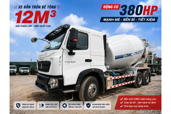 XE TRỘN BÊ TÔNG HOWO T7H 380HP 12M3