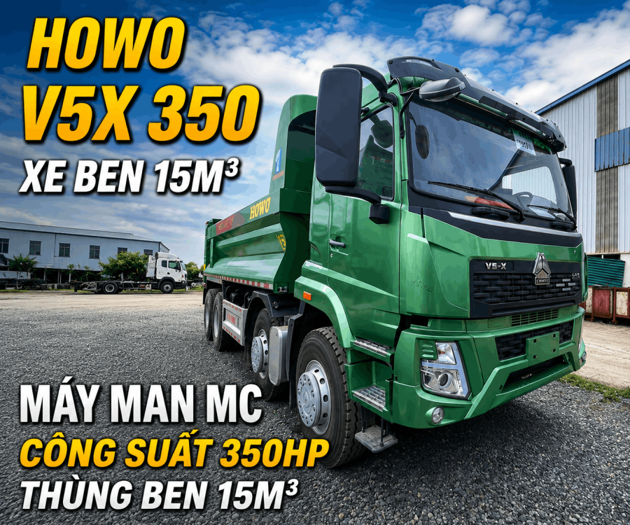 XE BEN HOWO 4 CHÂN 350 V5X MÁY MAN THÙNG U