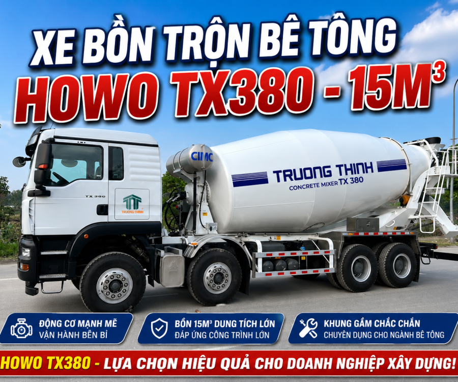 XE BỒN TRỘN BÊ TÔNG 14 KHỐI HOWO TX380
